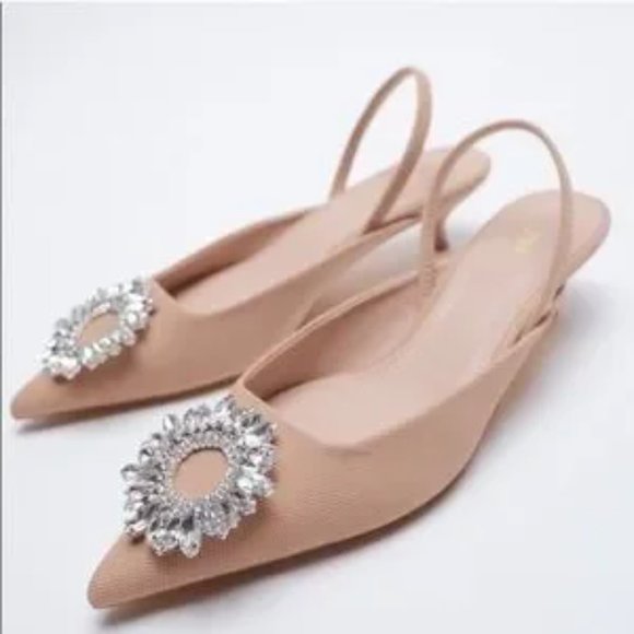 ZARA Jewel Trim Kitten Heels - Picture 2 of 6